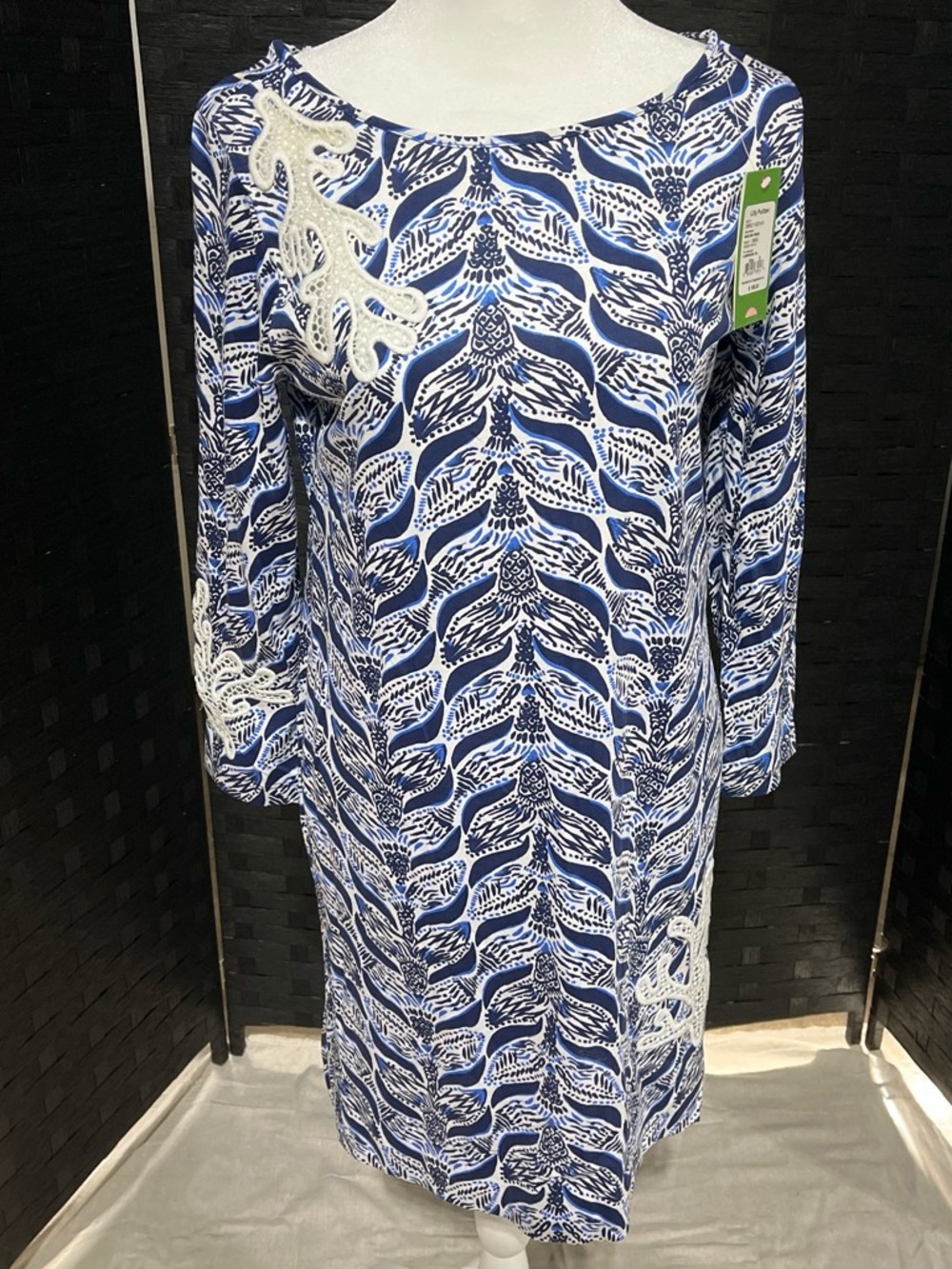 Lilly Pulitzer Blue & White Printed Dress with Appliqué